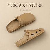 防滑平底半拖穆勒鞋 远港包头勃肯凉拖鞋 女夏天外穿eva沙滩洞洞鞋