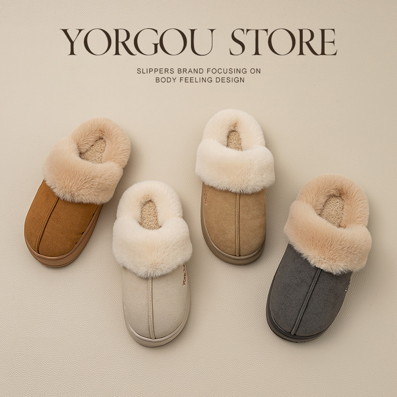 远港翻毛皮棉拖鞋女士秋冬季
