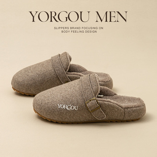 保暖室内居家用外穿防滑加绒拖鞋 秋冬季 女冬天 勃肯棉拖鞋 远港男式