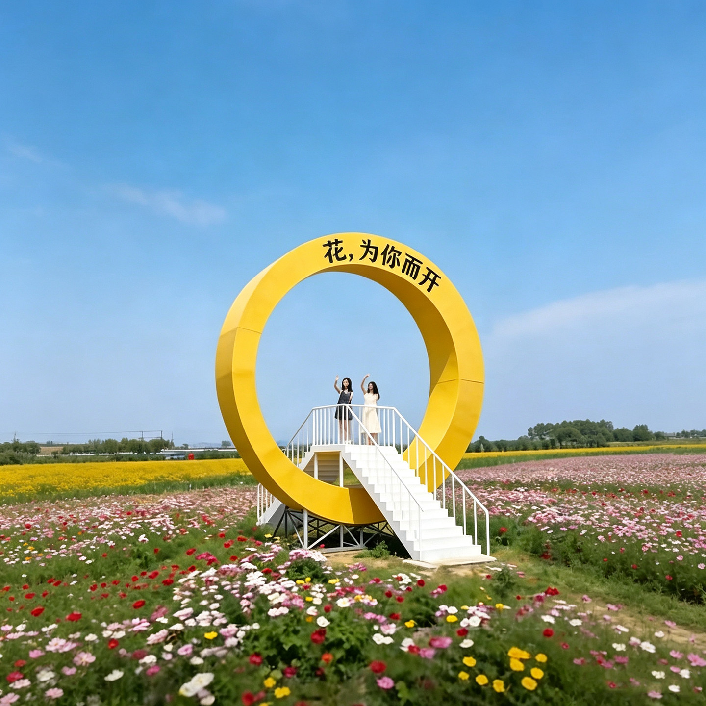 户外网红相框月亮圆环天梯情侣座椅景区公园打卡玻璃钢装饰摆件