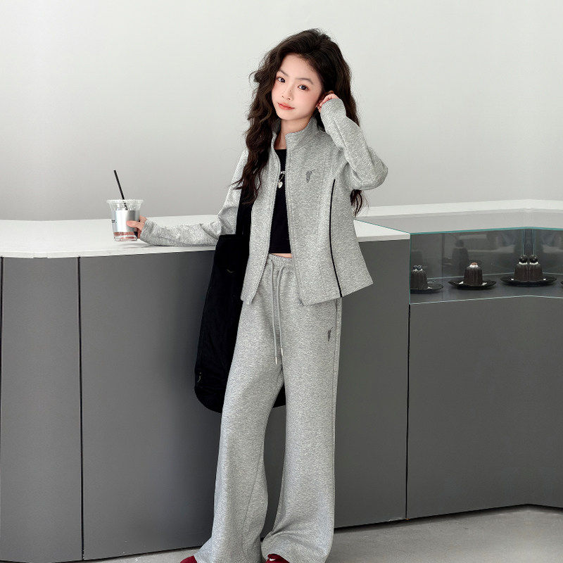 两件套女童春秋女大童外套套装休闲春装儿童运动服2026新款阔腿裤