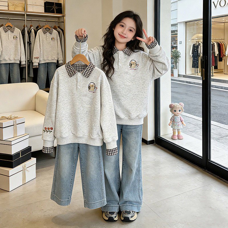 洋气秋季款时髦新款2026衣服套装春秋两件套卫衣大童女童春装儿童