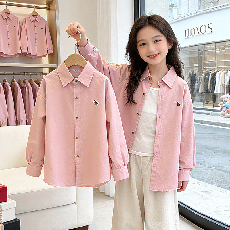薄款长袖衬衫春秋女童洋气春装休闲外套大童春季新款女孩衬衣2026