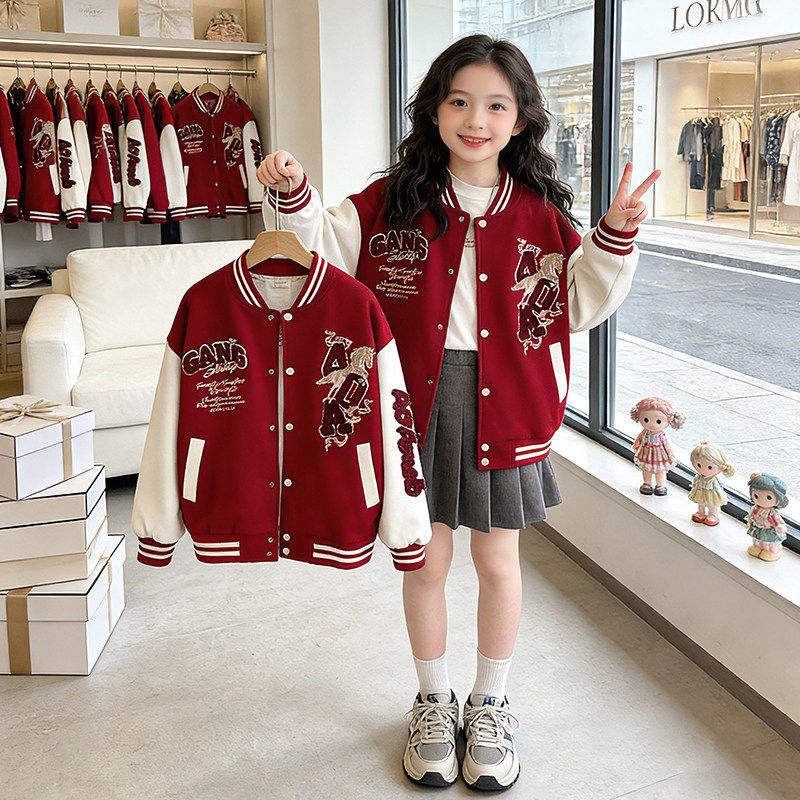 春秋夹克棒球2026服女童儿童春季洋气春装外套女大童上衣休闲新款