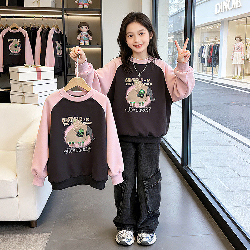 儿童2026款卫衣休闲春装上衣洋气女大童春秋新款女孩套头女童韩版