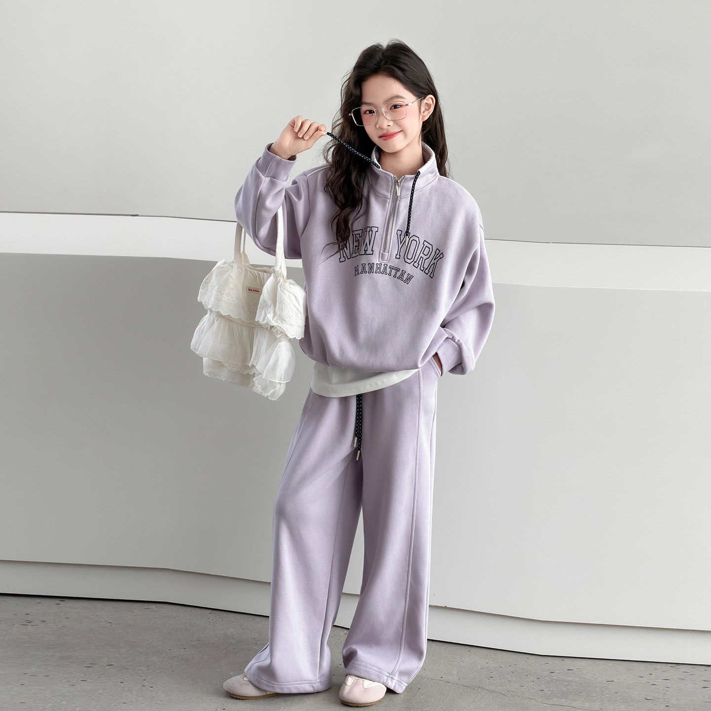 春秋装新款2026休闲两件套两件洋气假女童卫衣运动裤女孩春装套装