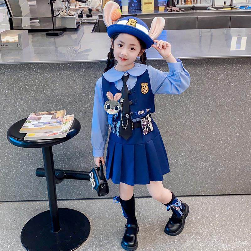 女童学院风连衣裙朱迪衣服警官儿童兔子秋季洛丽塔公主裙jk制套装