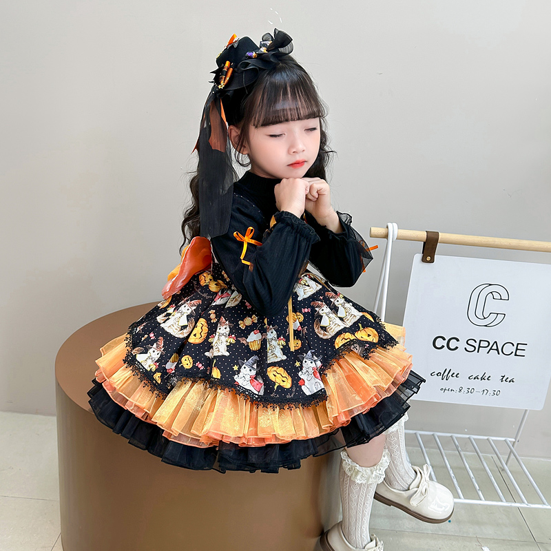 可妮可洛丽塔万圣节舞会礼服公主裙女.童秋冬cos服儿.童蓬蓬裙子