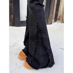 牛仔裤2026新款喇叭裤裤子黑色春季儿童微喇女童春装显瘦大童女孩