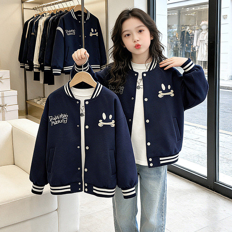 百搭春季外套上衣儿童春秋服2026夹克休闲女大童新款春装棒球女童