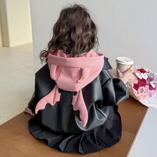 好看儿童春装 皮衣女女童洋气时髦甜酷超宝宝两件风假2026春秋款