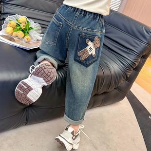 2025新款 子宝宝超好看老爹裤 春装 洋派时髦裤 儿童春秋季 女童牛仔裤