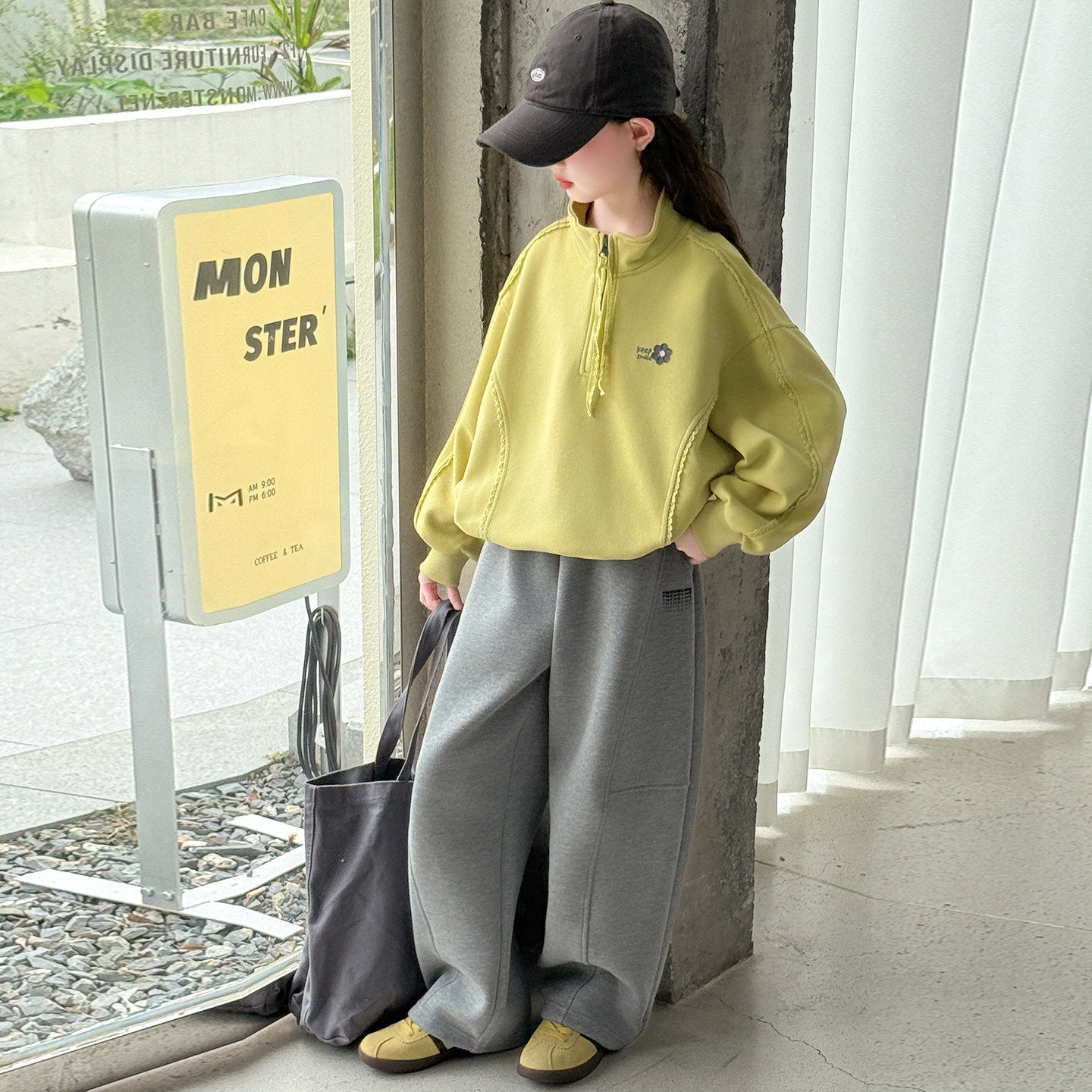 套装韩系春装两件套春秋上衣立领2026运动裤女童时髦洋气新款卫衣