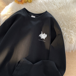 wassup happy小猫长袖t恤男春秋季重磅美式潮牌上衣服休闲打底衫图片