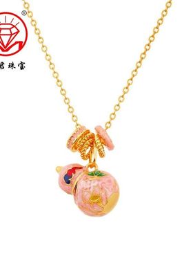 足银999栖春项链精致珐琅葫芦描金设计款吊坠送女友送自己节日礼