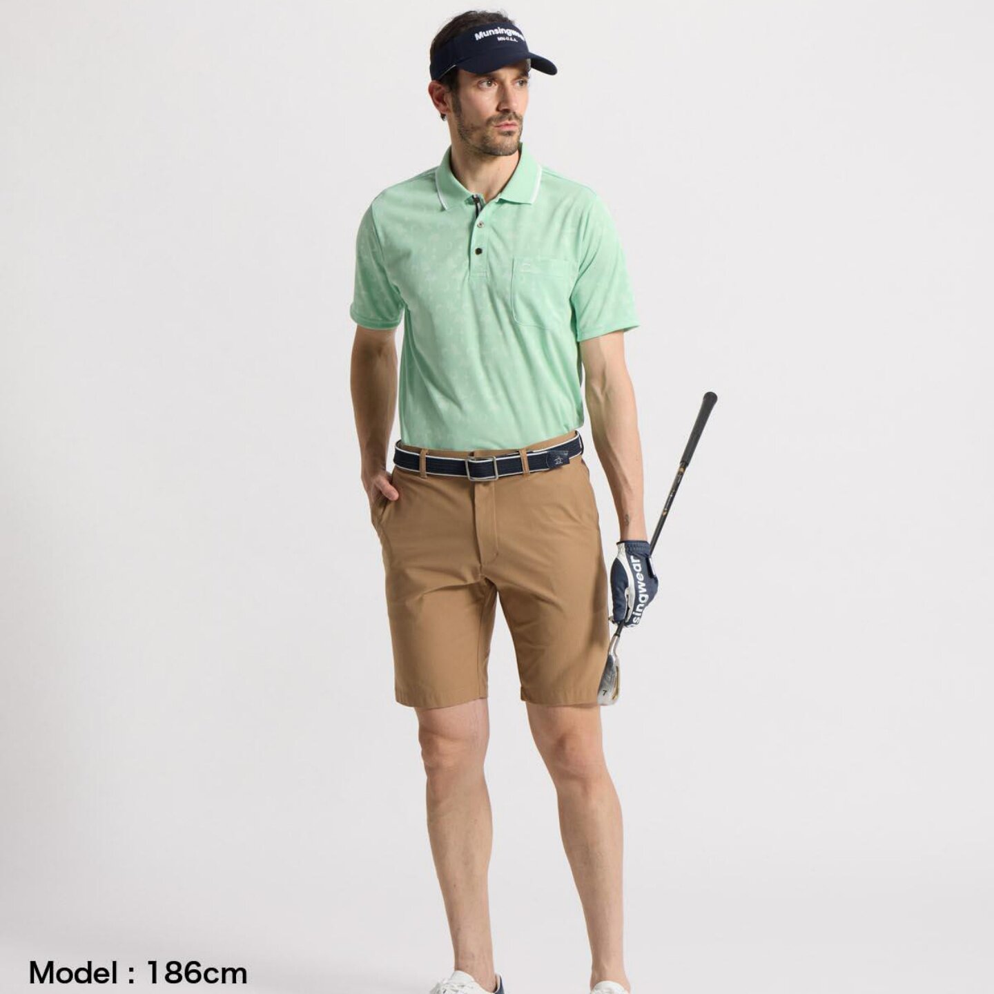 日本原装Munsingwear万星威高尔夫男装刺绣弹力防晒速干短袖POLO