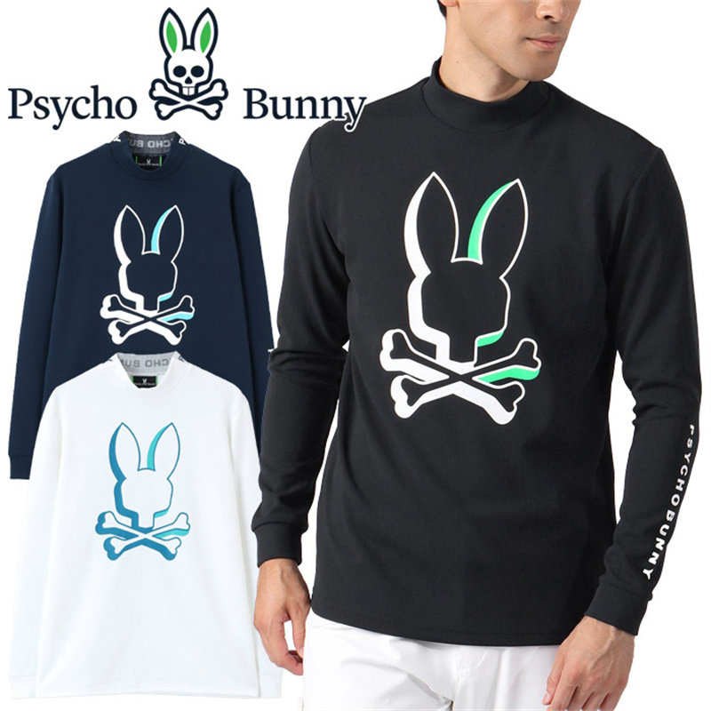 日本潮牌高尔夫服装Psycho Bunny Golf骷髅兔长袖圆领T恤正品代购