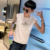 B353B201P30白色韩版印花卡通夏新款小伙社会坎肩背心男控45，男装背心/马甲，电商B353