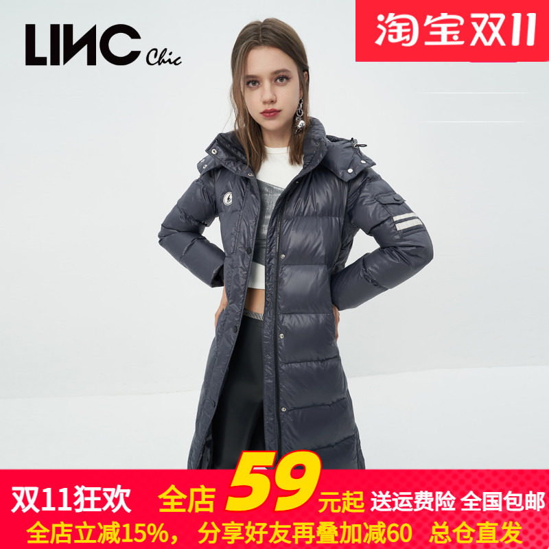 LINC金羽杰2022秋冬新款超长防护感中长款面包羽绒服女Y22808191