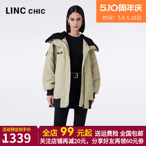 LINCCHIC金羽杰羽绒服女中长款2023秋冬新品量感大披肩帽夹克3264