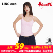 LINCCHIC金羽杰2024年夏季 新品 U领细带针织吊带背心女S242SW322Y