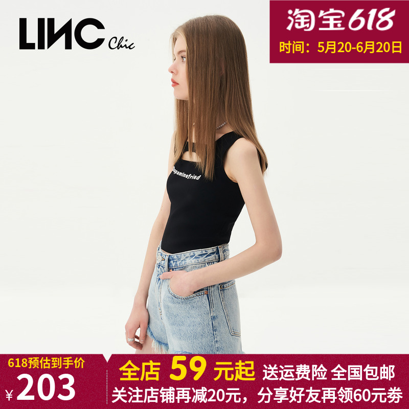 LINC金羽杰2023年春夏新款高腰洗水土耳其牛仔短裤女S232DS364Y-封面