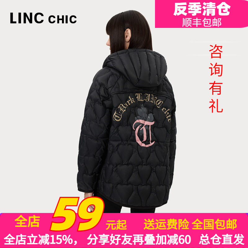LINC金羽杰2024年秋季新款轻薄中长款连帽罩衫羽绒服女Y24802054