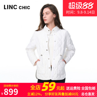 LINC金羽杰2025秋季 羽絨服立領菱形絎縫輕羽絨服女Y25802101 新款