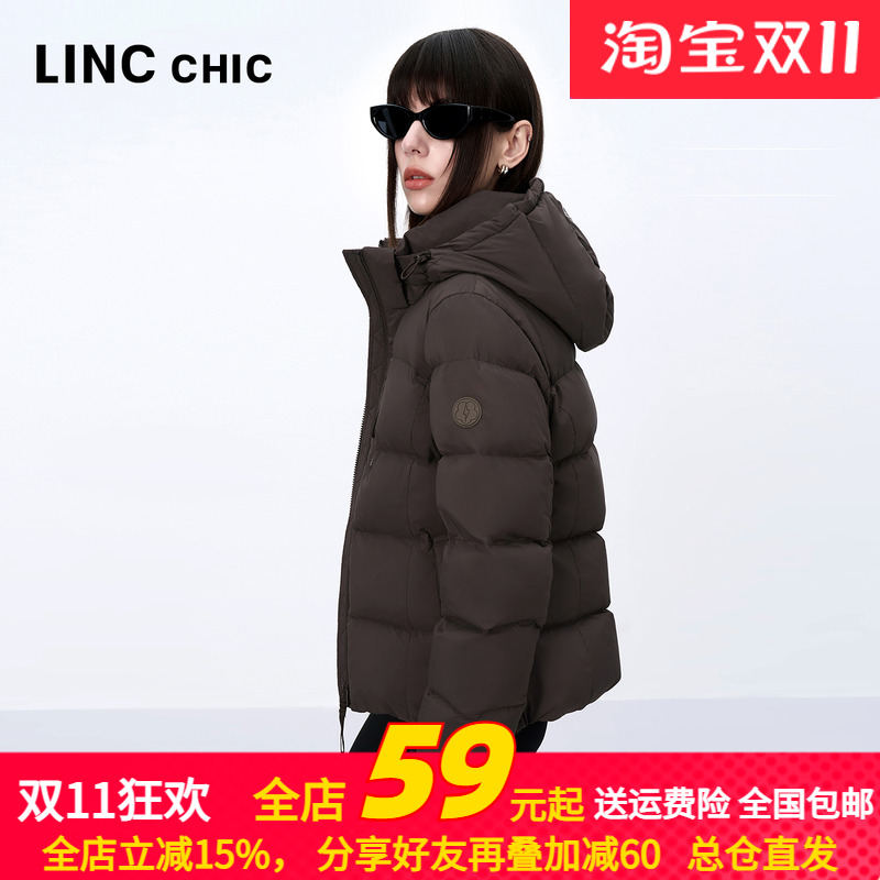 LINC金羽杰2024年冬季新款超轻修身短款泡芙感羽绒服女Y24801270