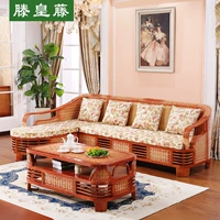 Sofa mây kết hợp nội thất phòng khách đơn giản kích thước hiện đại căn hộ góc chaise sofa gỗ mây - Nội thất khách sạn kệ tivi đẹp