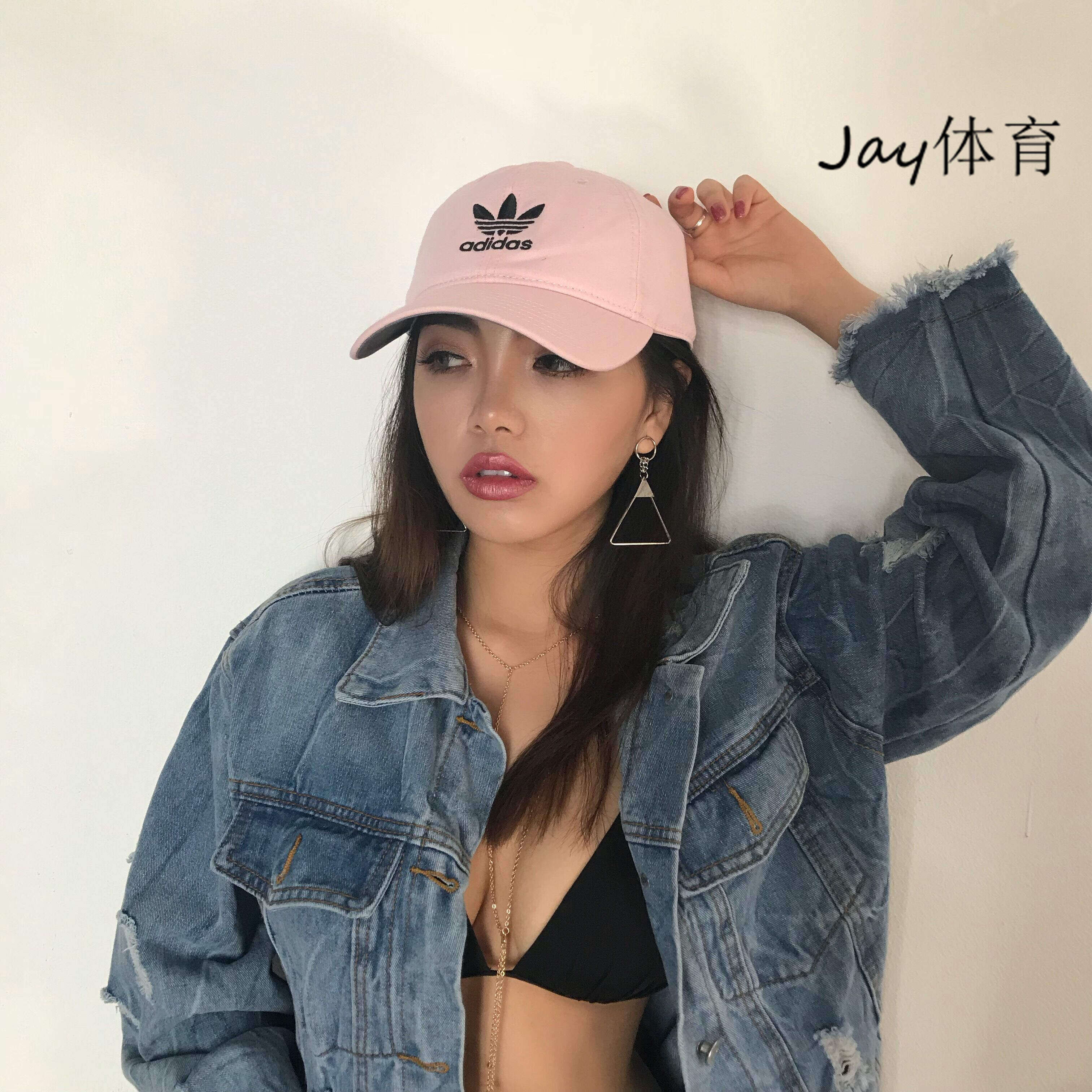 【美国购入】ADIDAS hat阿迪达斯水洗弯檐帽少女粉浅粉太阳帽帽子