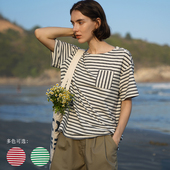 SOLI 法式 素白已然 ECRU 夏 日杂女孩经典 oversize纽扣条纹衫 三色