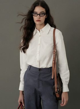 ECRU SOLI 素白已然 法式简约通勤 红色扣眼 基础款合身白衬衫