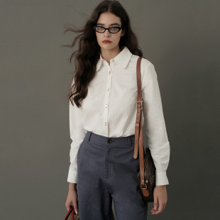 ECRU SOLI 素白已然 法式简约通勤 红色扣眼 基础款合身白衬衫