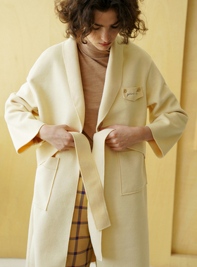 ECRU SOLI 素白已然 简约慵懒法式浴袍式大衣 奶黄色