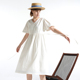 SOLI 宽松慵懒 素白已然 法式 ECRU 棉麻 夏 海军风 白色V领连衣裙