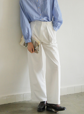 ECRU SOLI 素白已然 日系简约 口袋设计感 白色百搭直筒阔腿裤