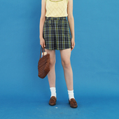 夏 SOLI ECRU 经典 素白已然 工字褶 小A字裙裤 学院感 英伦绿格纹