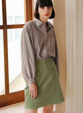 ECRU SOLI 素白已然 百搭 日系简约 工装感口袋设计 军绿色 小A裙