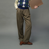 SOLI 茶色宽松长裤 素白已然 裤 ECRU 帅气双褶 秋日系复古 脚可束