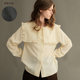 米白 ECRU 高级灰 北欧少女感 方形花边领天丝衬衫 SOLI 素白已然