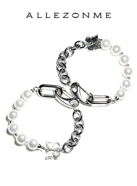 ALLEZONME 24SS新款ins小众设计蝴蝶手饰简约时尚珍珠古巴链手链