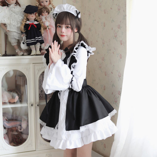 s-4xl可爱日系lolita女仆装黑白配连衣裙洛丽塔女装大佬套装