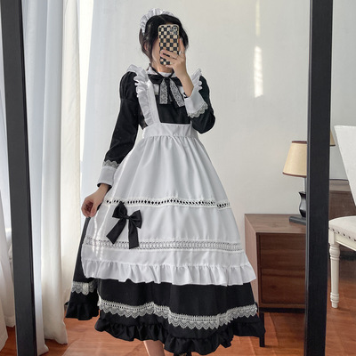 英式长袖女仆装 cosplay服  日系制服 可爱连衣裙大码女佣