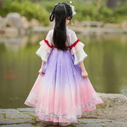 汉服女童夏装连衣裙2025新款古装夏季儿童古风唐装公主裙子