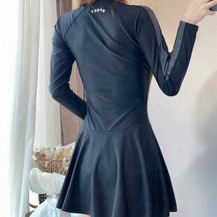 泡温泉ins纯欲网红泳衣 泳装 新款 连体游泳衣女遮肚显瘦裙式