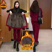 冬季 洋气质宽松显瘦小个子休闲两件套 时尚 加绒加厚套装 女2024新款