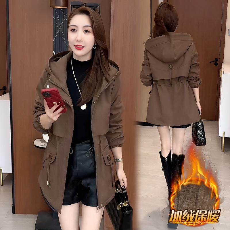 加绒加厚派克服女中长款保暖