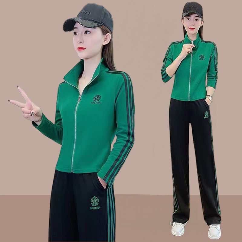 休闲时尚显瘦长袖运动服套装2023早秋新款气质立领两件套卫衣女装