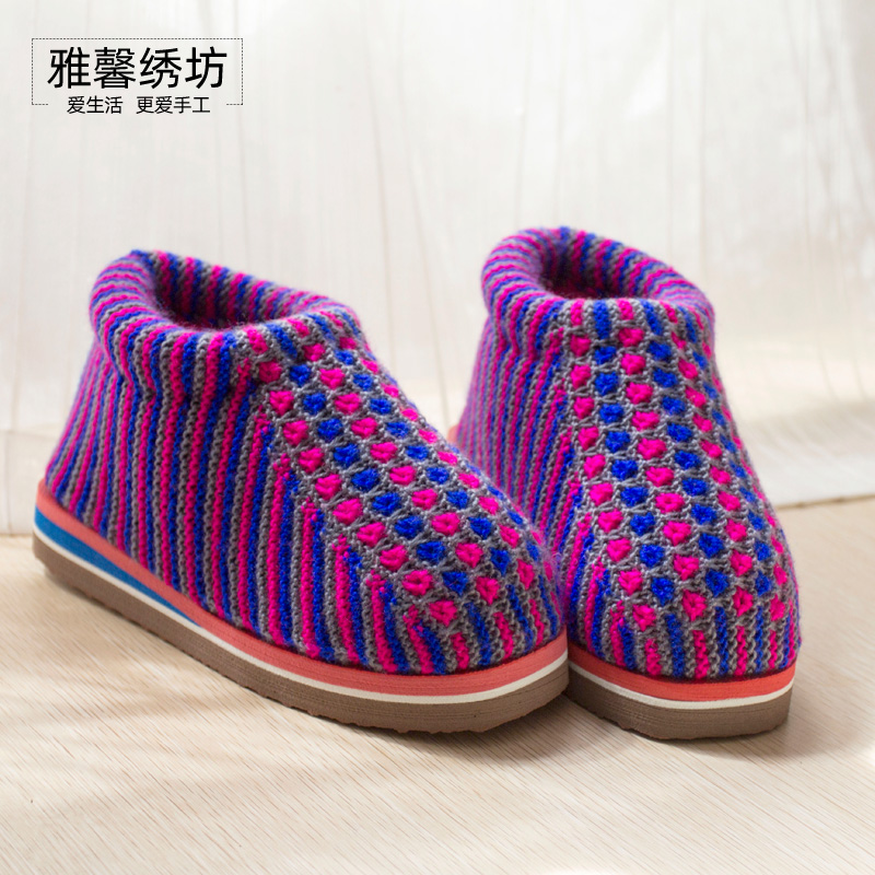 毛线鞋太阳花编织步骤图片
